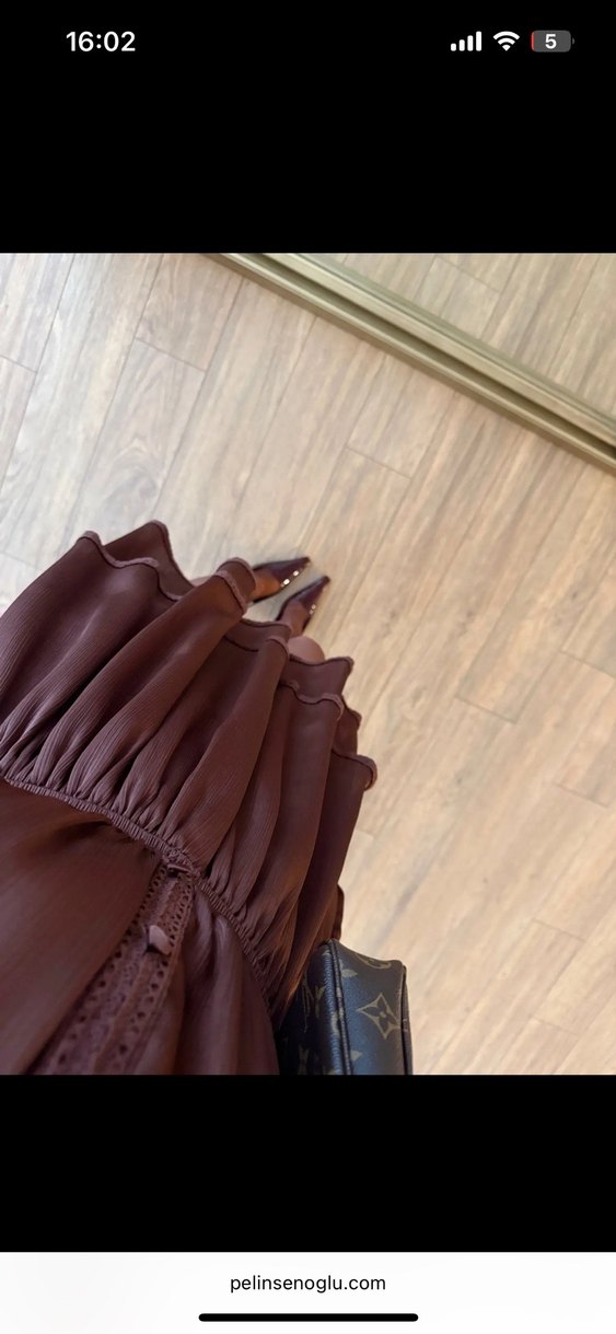 Kahverengi Mini Elbise - Görsel 3