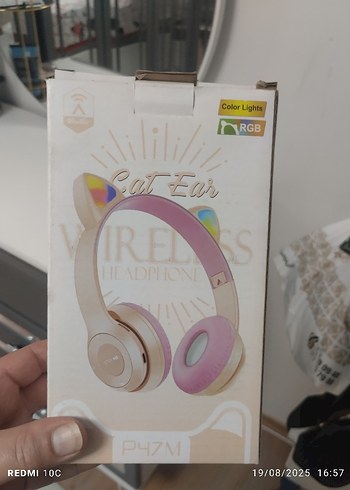 Işıklı Kulaklıklı Bej Cat Ear Kulaklık
