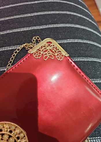 Kırmızı Deri Zincirli Kadın Cüzdanı - Görsel 5
