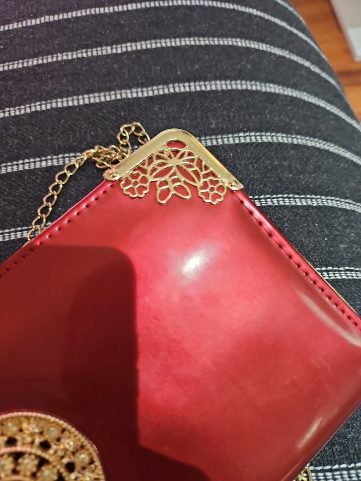 Kırmızı Deri Zincirli Kadın Cüzdanı - Görsel 5