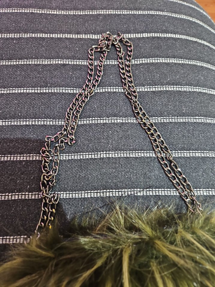 Kürk Detaylı Gri Zebra Desenli Kadın Çanta - Görsel 2