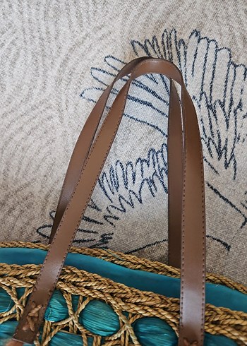 #penti Turkuaz Dantel Detaylı Örgü Bohem Çanta - Görsel 5