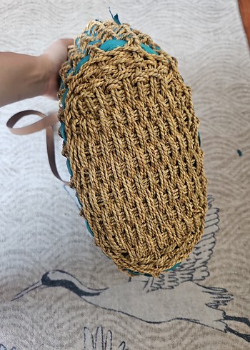 #penti Turkuaz Dantel Detaylı Örgü Bohem Çanta - Görsel 2