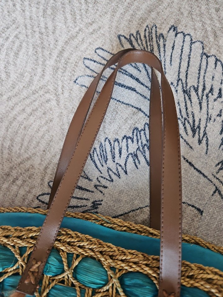 #penti Turkuaz Dantel Detaylı Örgü Bohem Çanta - Görsel 5