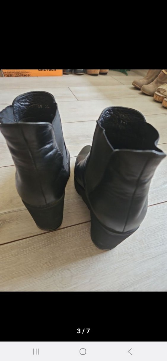 Deri Siyah Dolgu Topuklu Kadın Bot - Görsel 3