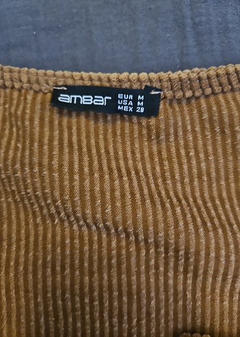 Düğmeli Kahverengi Kadife Bluz - Görsel 3