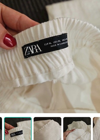 Zara Ekru Firfirli Rahat Pantolon