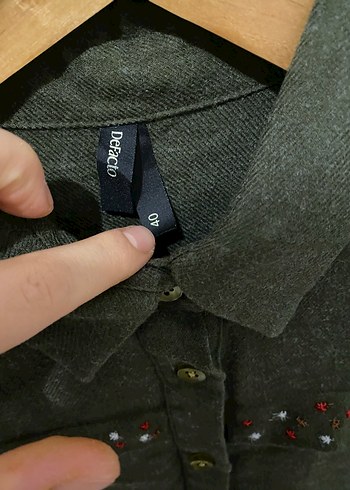 Nakışlı Haki Kadın Keten tunik - Görsel 6