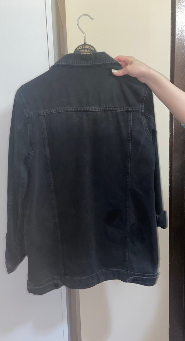 Siyah Düğmeli Midi Kot Ceket - Görsel 2