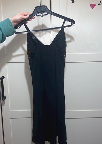 Siyah Drapeli V Yaka Mini Abiye Elbise - Görsel 2