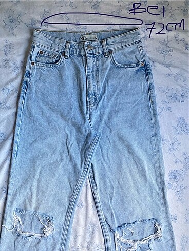 Zara Açık renk dizi yırtık jean