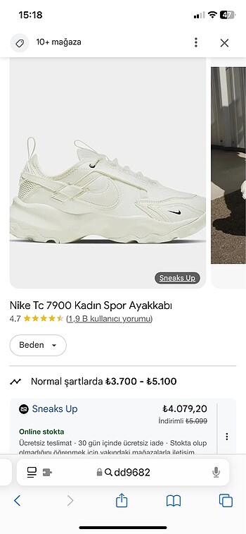 39 Beden Nike tc 7900 kadın spor ayakkabı 39 numara DD9682-100