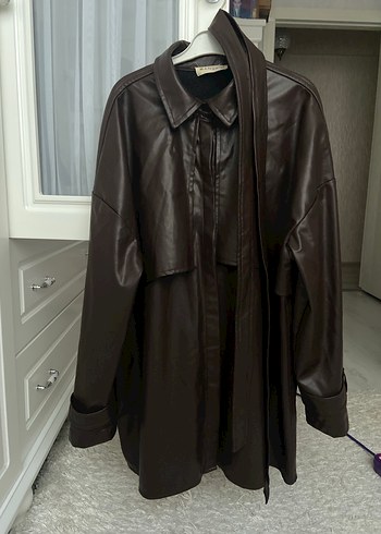Manuka deri trenç ceket - Görsel 3