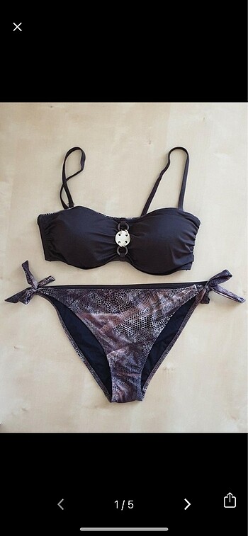 Sunset leopar desenli straplez bikini