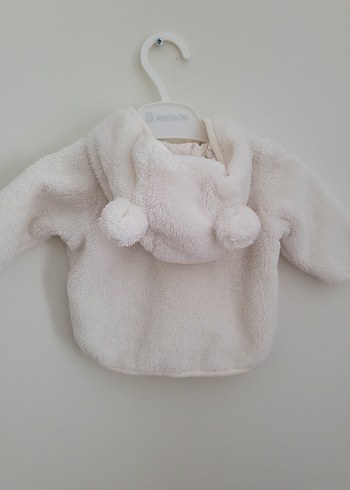 Bebek Beyaz Sade Kız Çocuk Peluş Ceket - Görsel 3