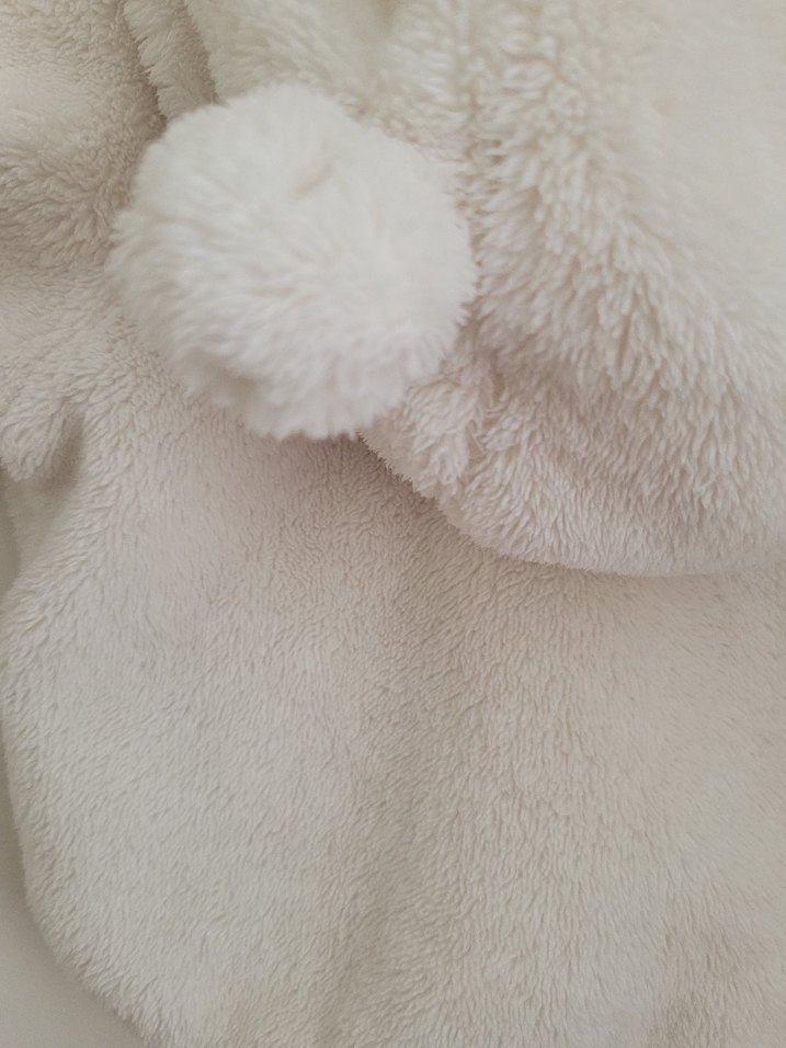 Bebek Beyaz Sade Kız Çocuk Peluş Ceket - Görsel 4