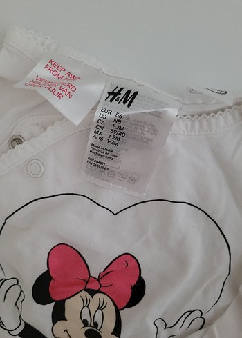 Beyaz Minnie Baskılı Bebek Tulum - Görsel 3