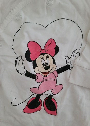 Beyaz Minnie Baskılı Bebek Tulum - Görsel 2