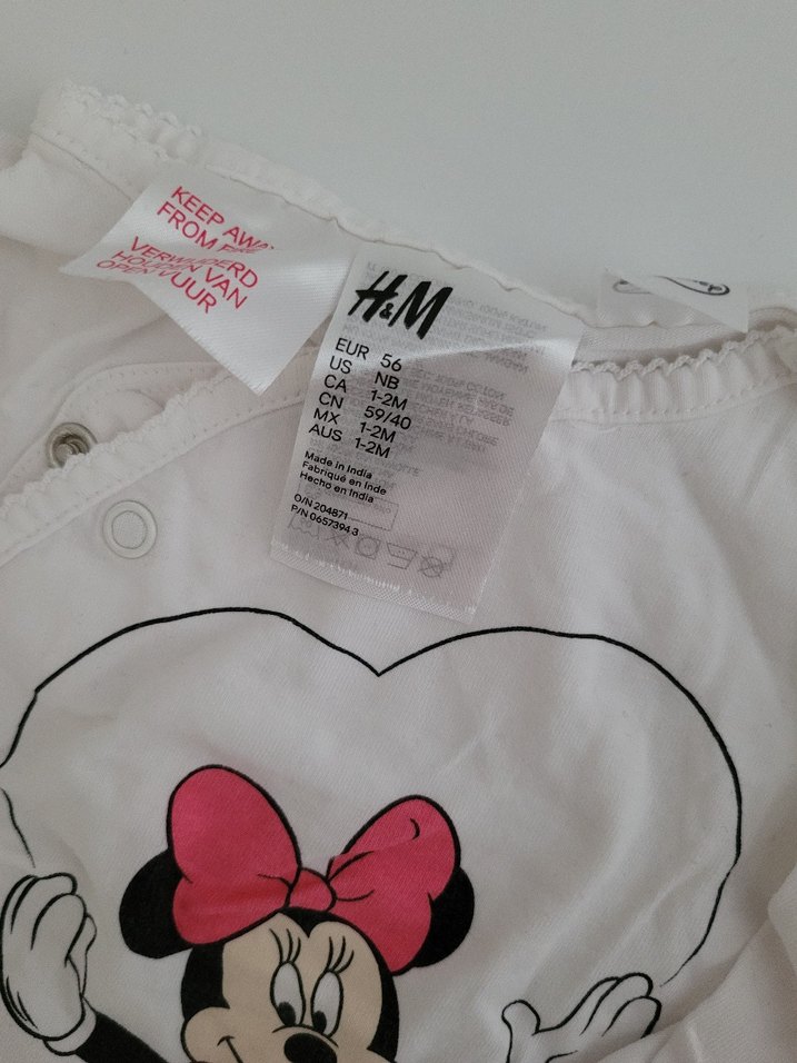 Beyaz Minnie Baskılı Bebek Tulum - Görsel 3