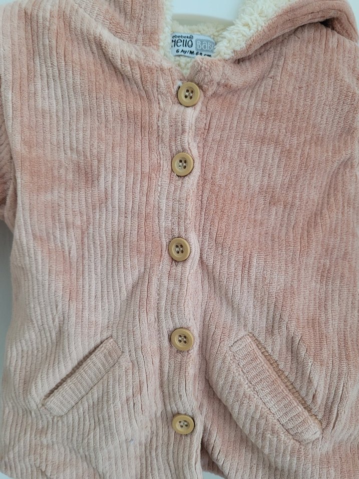 Düğmeli Kadife Çocuk Ceket - Görsel 4