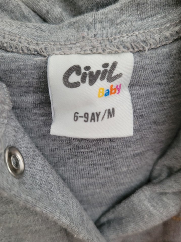 Kapüşonlu Erkek Çocuk Gri Düğmeli Yelek - Görsel 2