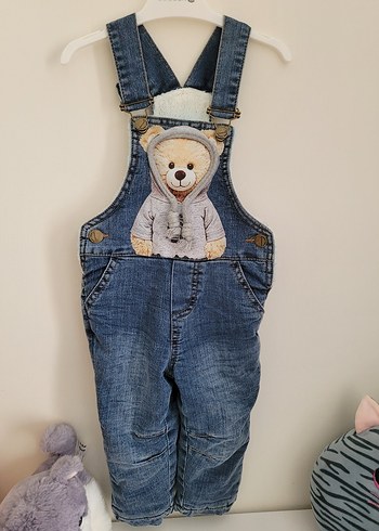 Nakışlı Ayı Detaylı Erkek Kot Tulum - Görsel 5