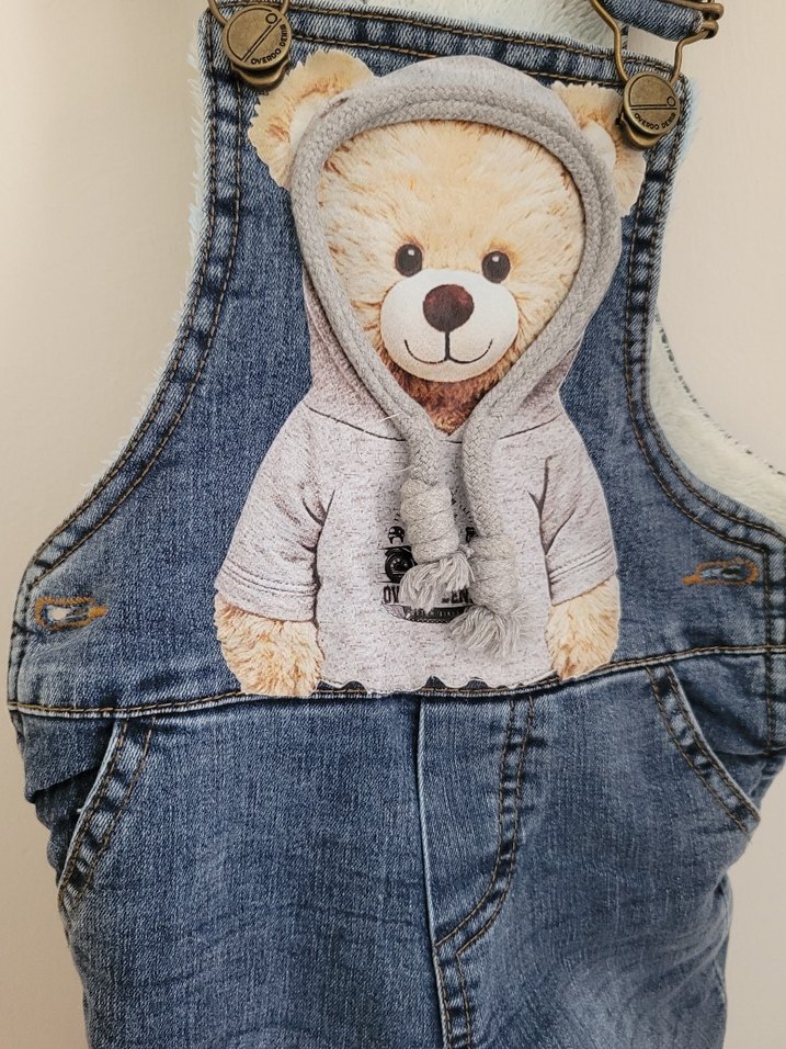 Nakışlı Ayı Detaylı Erkek Kot Tulum - Görsel 4