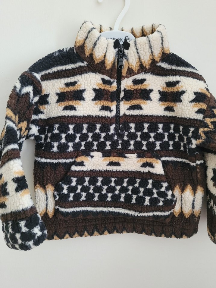 Bohem Tarzı Erkek Çocuk Örgü Yarım Fermuarlı Kazak - Görsel 4