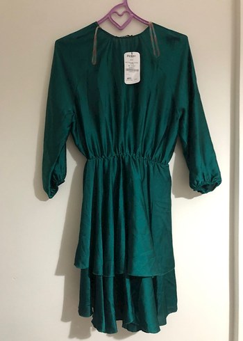 Yeşil Bohem V Yakalı Midi Elbise - Görsel 3