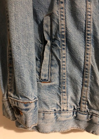 Kadın Mavi Düğmeli Oversize Denim Ceket - Görsel 5