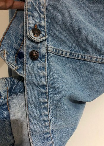 Kadın Mavi Düğmeli Oversize Denim Ceket - Görsel 3