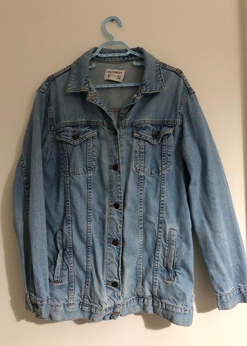 Kadın Mavi Düğmeli Oversize Denim Ceket - Görsel 2