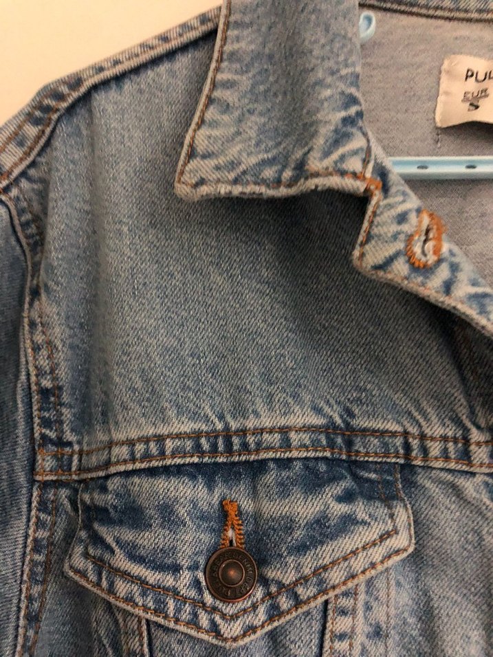 Kadın Mavi Düğmeli Oversize Denim Ceket - Görsel 4