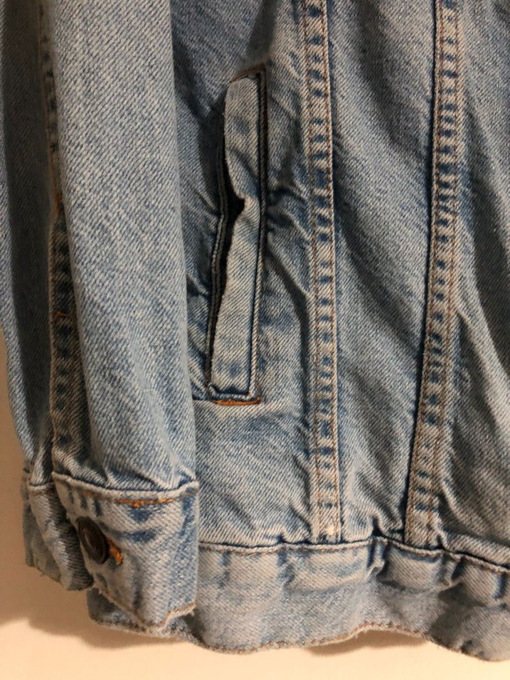 Kadın Mavi Düğmeli Oversize Denim Ceket - Görsel 5