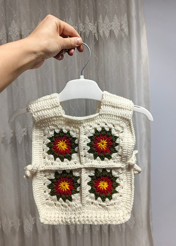 Kız Çocuk Bohem Tarzı Örgü Süveter - Görsel 2