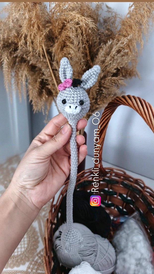 Amigurumi Örğü Eşek Direksiyon Süsü - Görsel 2