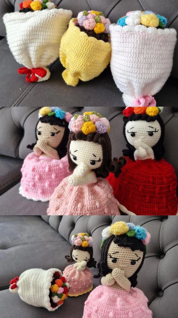 Amigurumi Örgü Bebek Buket - Görsel 2