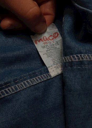 24-36 Ay Beden mavi Renk Nakışlı Kız Çocuk Kot Elbise