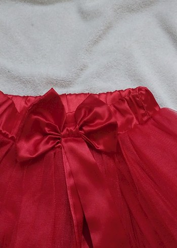 Kız Çocuk Kırmızı Nakışlı Straplez Elbise - Görsel 5