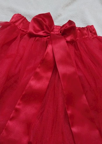 Kız Çocuk Kırmızı Nakışlı Straplez Elbise - Görsel 7