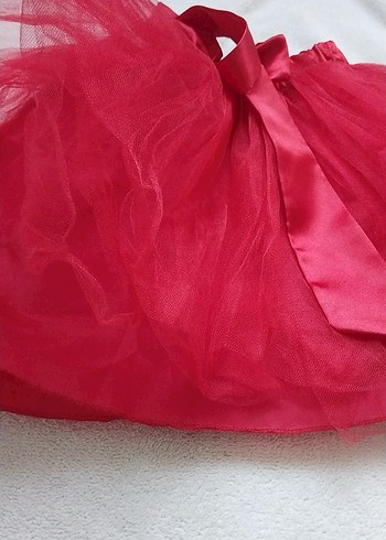 Kız Çocuk Kırmızı Nakışlı Straplez Elbise - Görsel 6