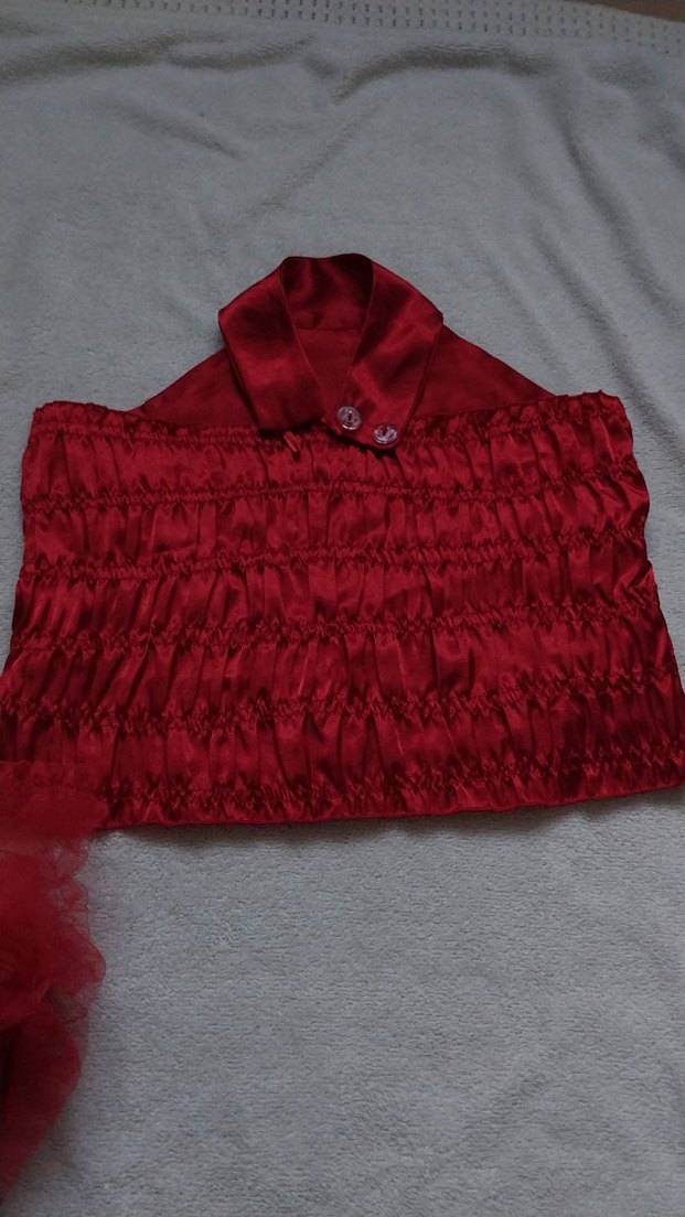 Kız Çocuk Kırmızı Nakışlı Straplez Elbise - Görsel 4