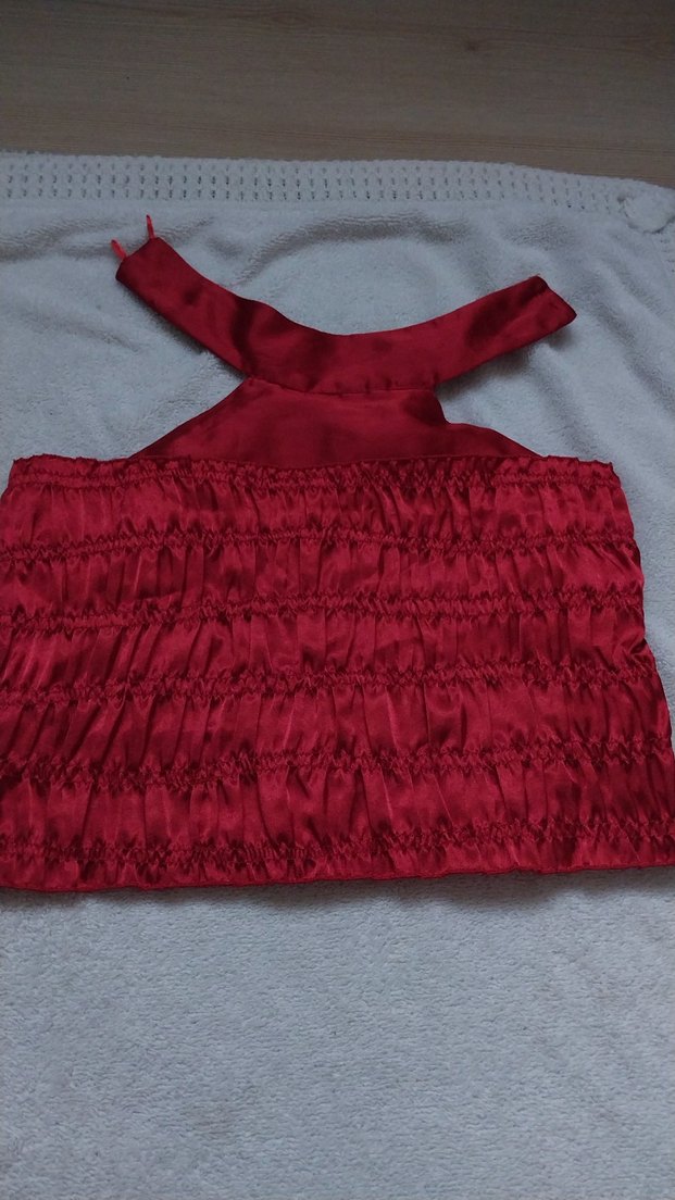 Kız Çocuk Kırmızı Nakışlı Straplez Elbise - Görsel 3