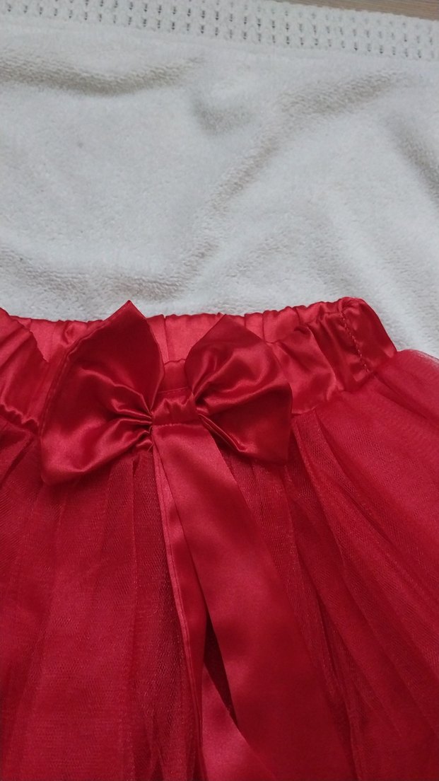 Kız Çocuk Kırmızı Nakışlı Straplez Elbise - Görsel 5