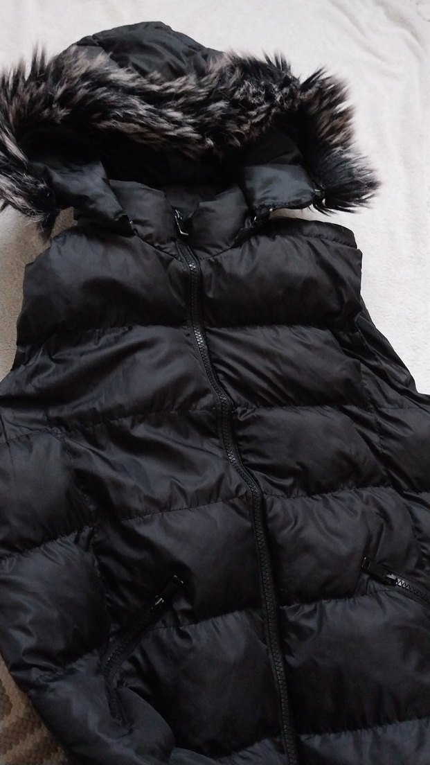 Siyah Uzun Kürklü Kadın Yelek - Görsel 5