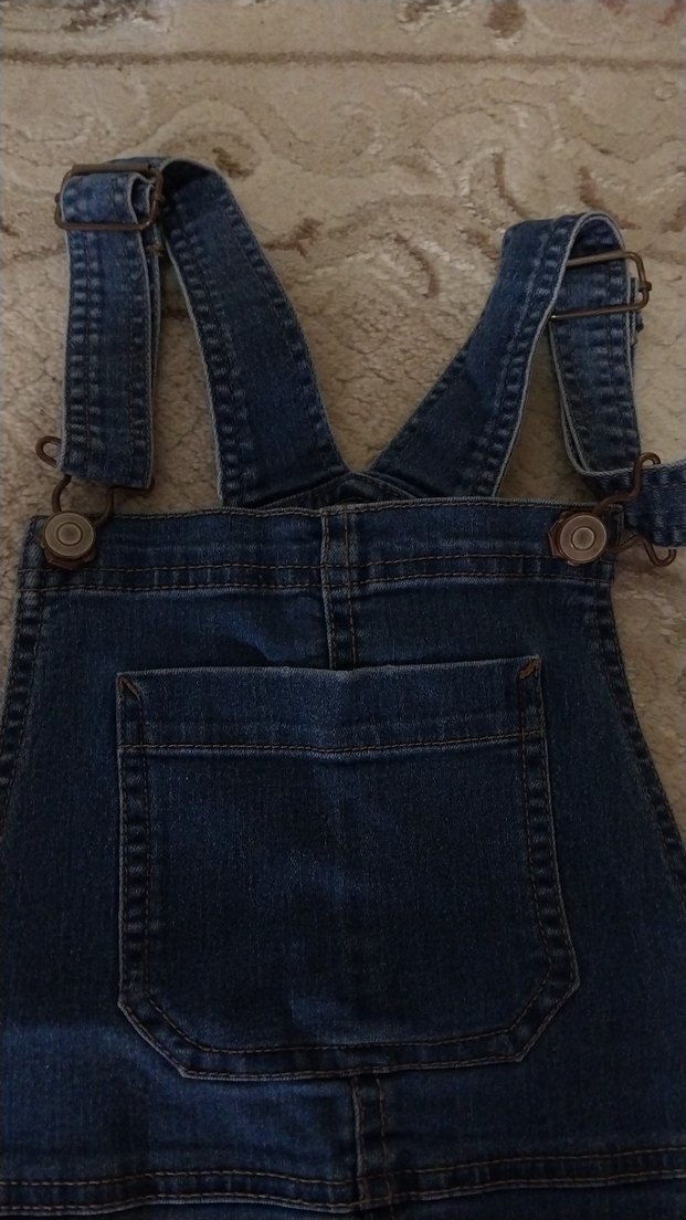 Düğmeli Mavi Denim Kadın Mini Salopet - Görsel 4