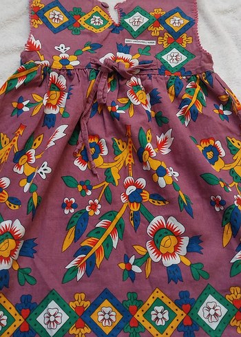 Nakışlı Çok Renkli Kız Çocuk Bohem Elbise - Görsel 3