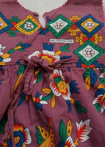 Nakışlı Çok Renkli Kız Çocuk Bohem Elbise - Görsel 4