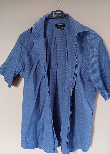 Erkek Mavi Kısa Kollu Denim Gömlek