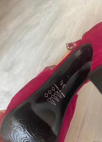 Pembe Süet Platform Topuklu Kadın Ayakkabı - Görsel 2